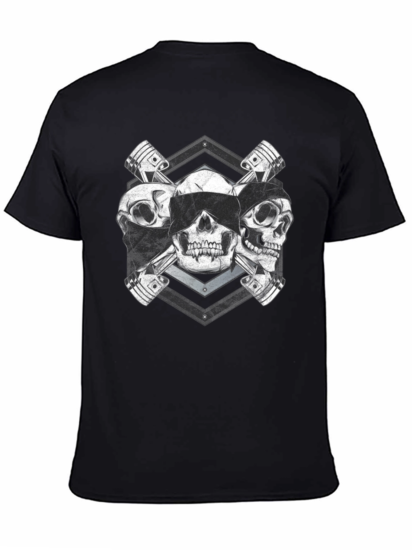 Skull & Piston Graphic Tee - Mechanic Style T-Shirt