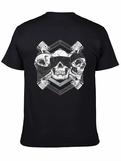 Skull & Piston Graphic Tee - Mechanic Style T-Shirt