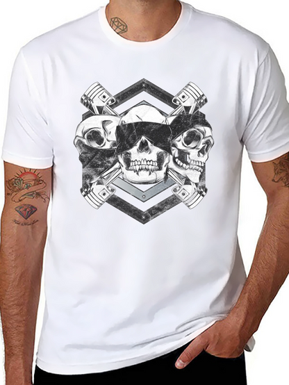 Skull & Piston Graphic Tee - Mechanic Style T-Shirt