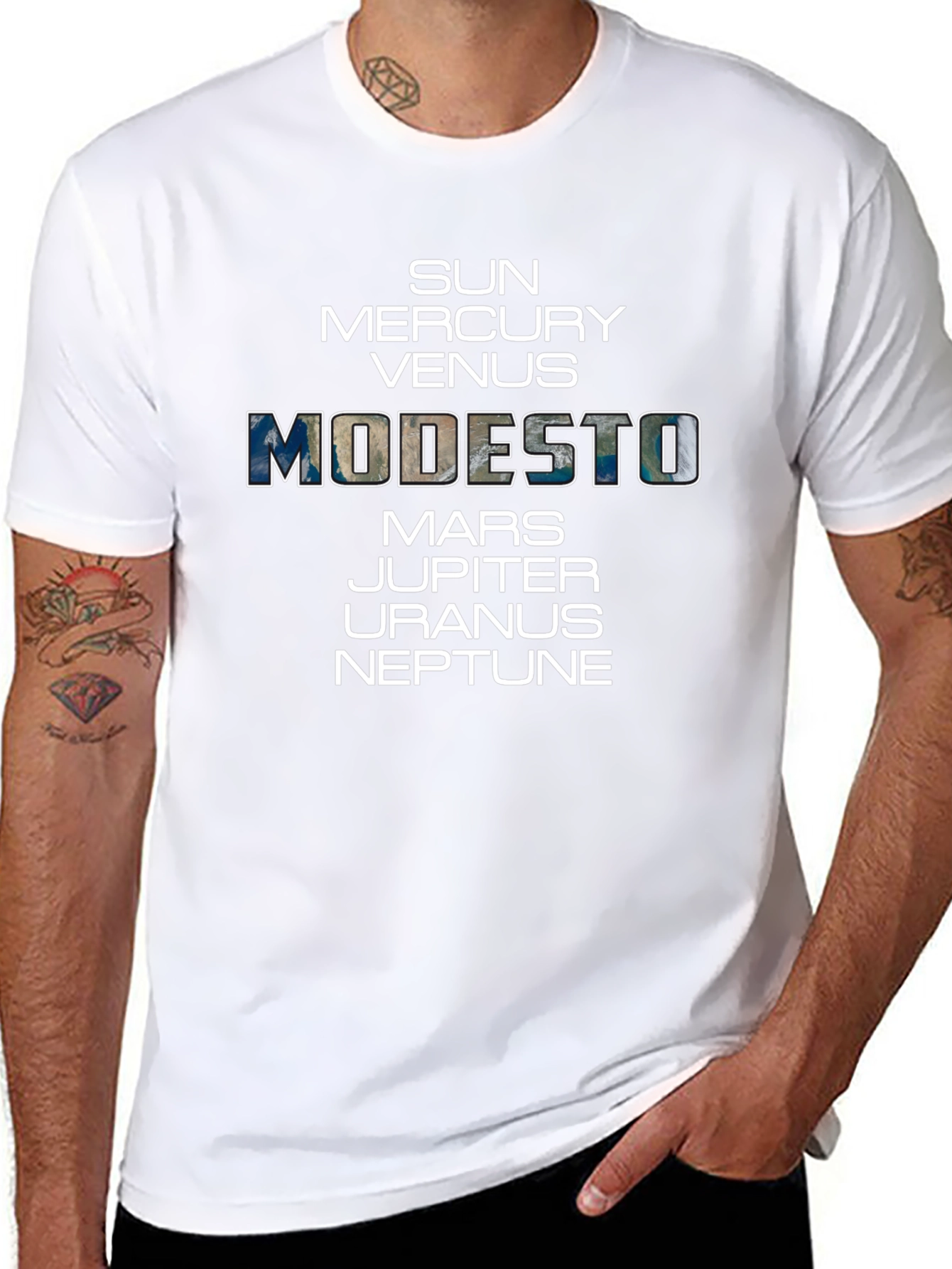 Planets Modesto T-Shirt - Space & City Pride Tee