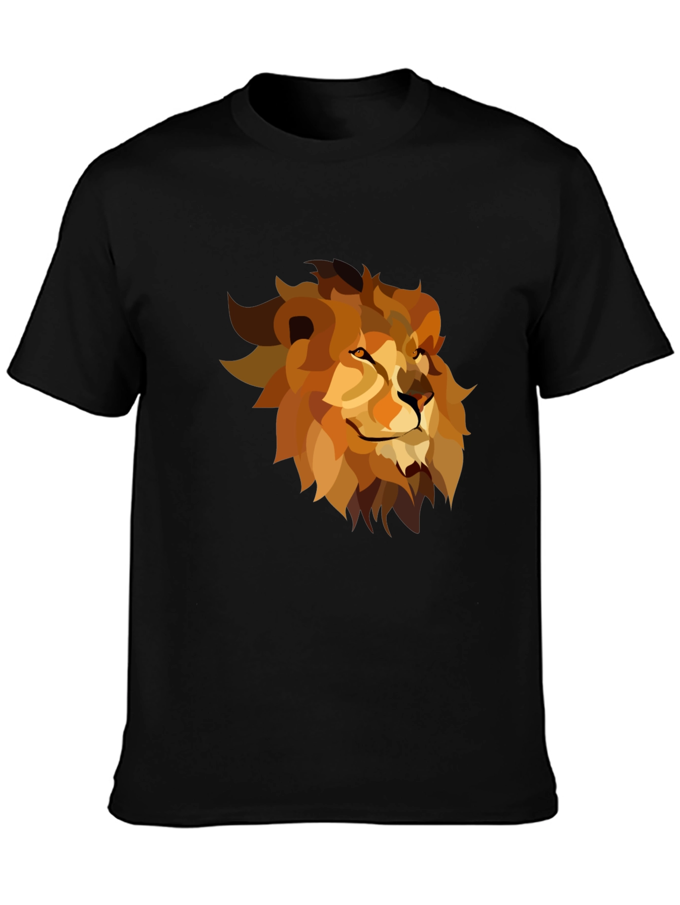 Geometric Lion Graphic Tee - Black