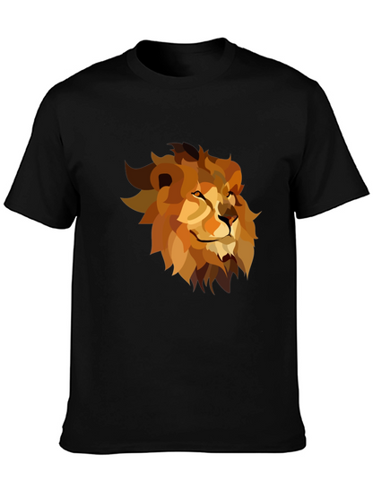 Geometric Lion Graphic Tee - Black