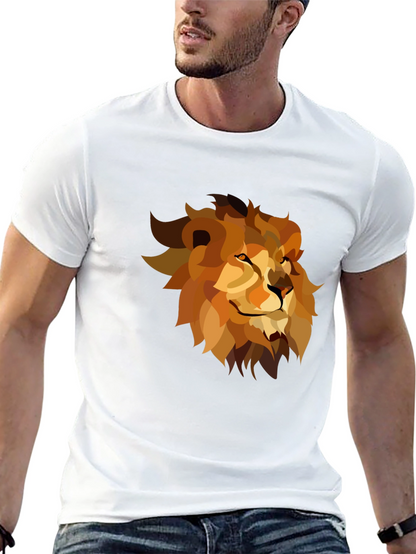 Geometric Lion Graphic Tee - Black