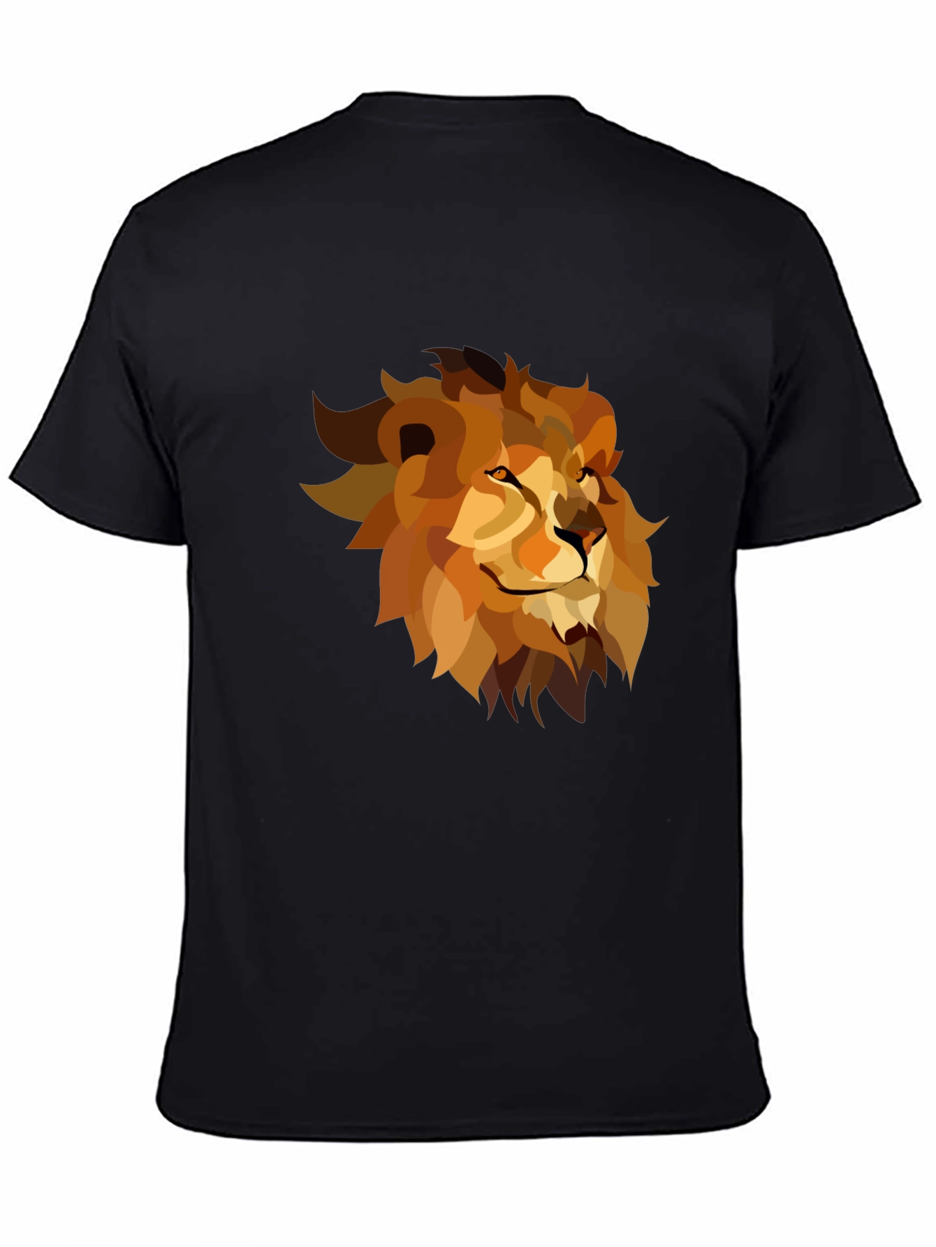 Geometric Lion Graphic Tee - Black