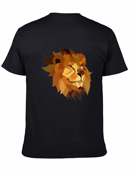 Geometric Lion Graphic Tee - Black