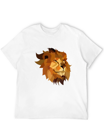 Geometric Lion Graphic Tee - Black