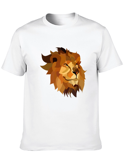 Geometric Lion Graphic Tee - Black