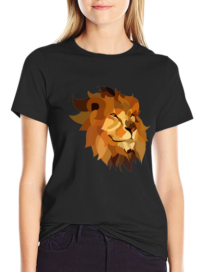 Geometric Lion Graphic Tee - Black