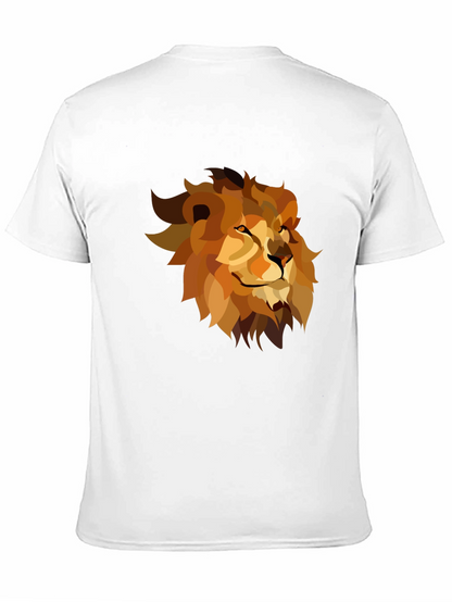 Geometric Lion Graphic Tee - Black