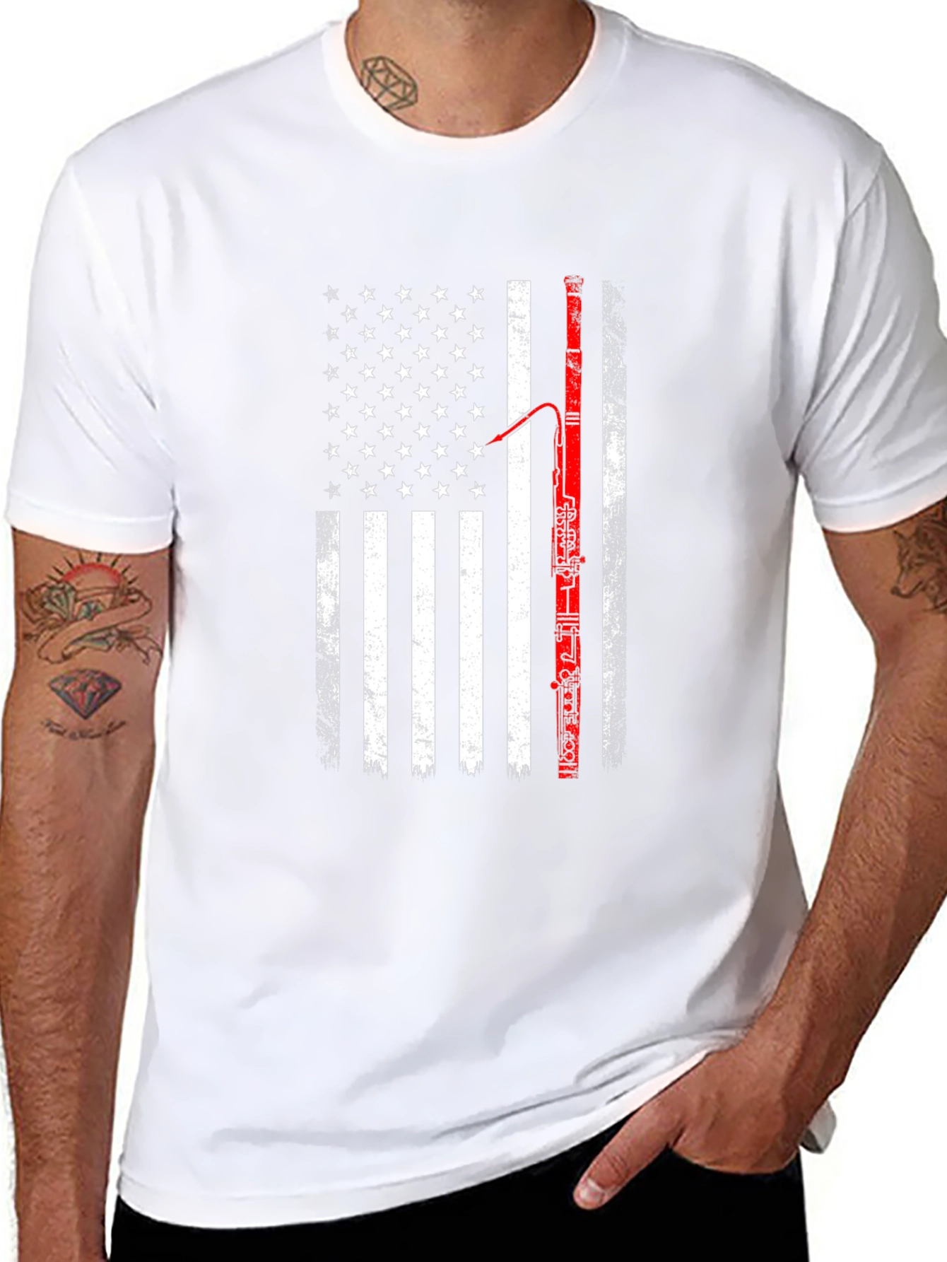 American Flag Bassoon Player T-Shirt