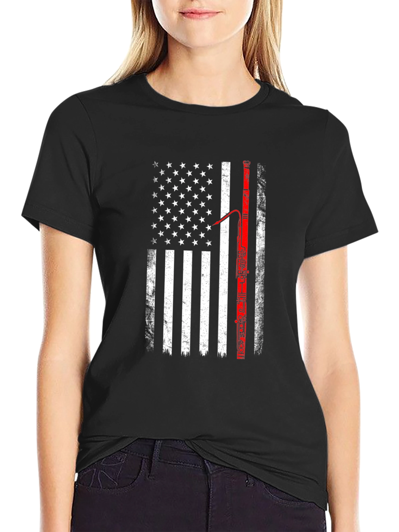 American Flag Bassoon Player T-Shirt