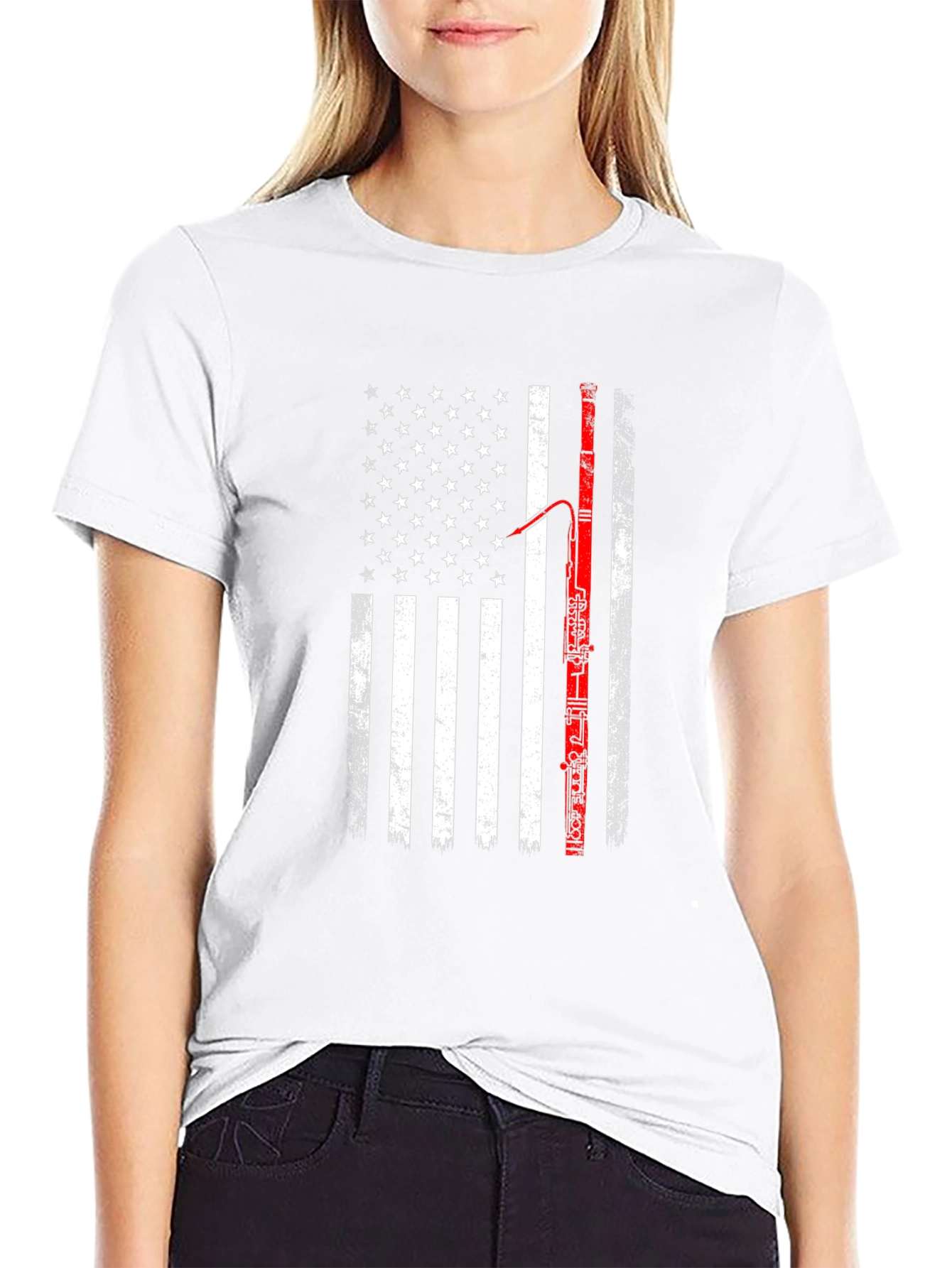 American Flag Bassoon Player T-Shirt