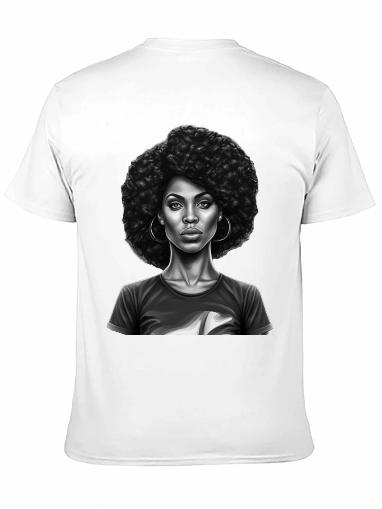 Afro Woman Graphic Print Black T-Shirt