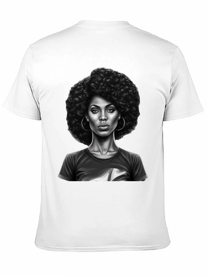 Afro Woman Graphic Print Black T-Shirt