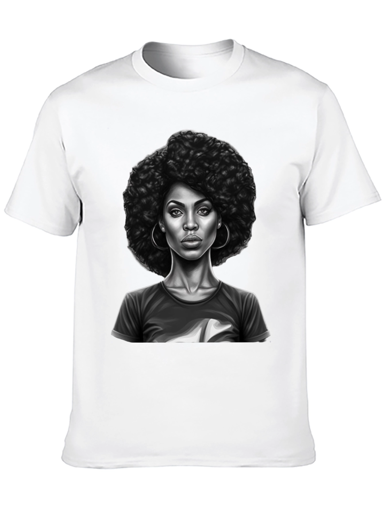Afro Woman Graphic Print Black T-Shirt