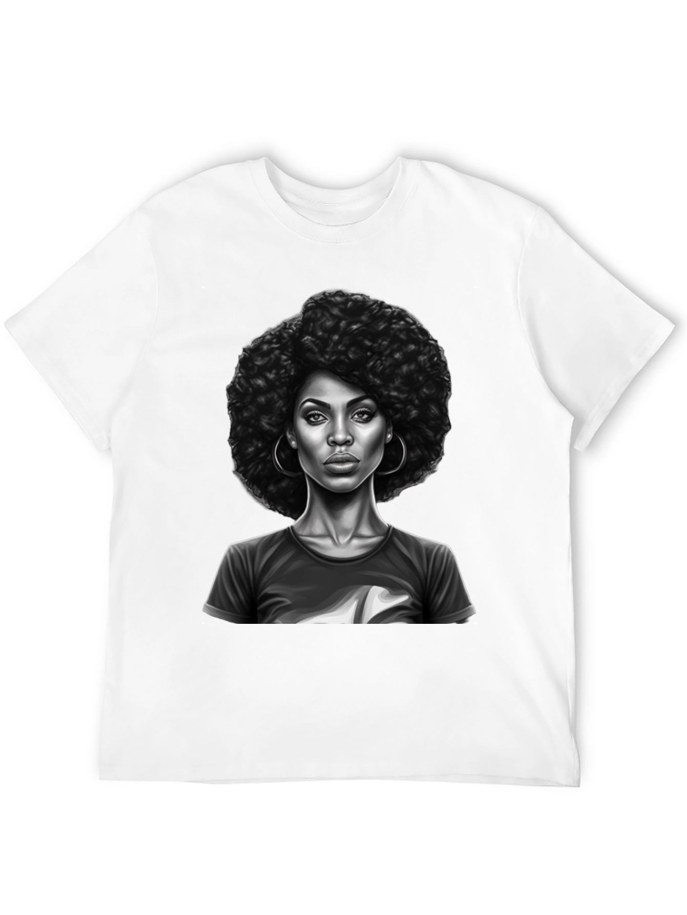Afro Woman Graphic Print Black T-Shirt
