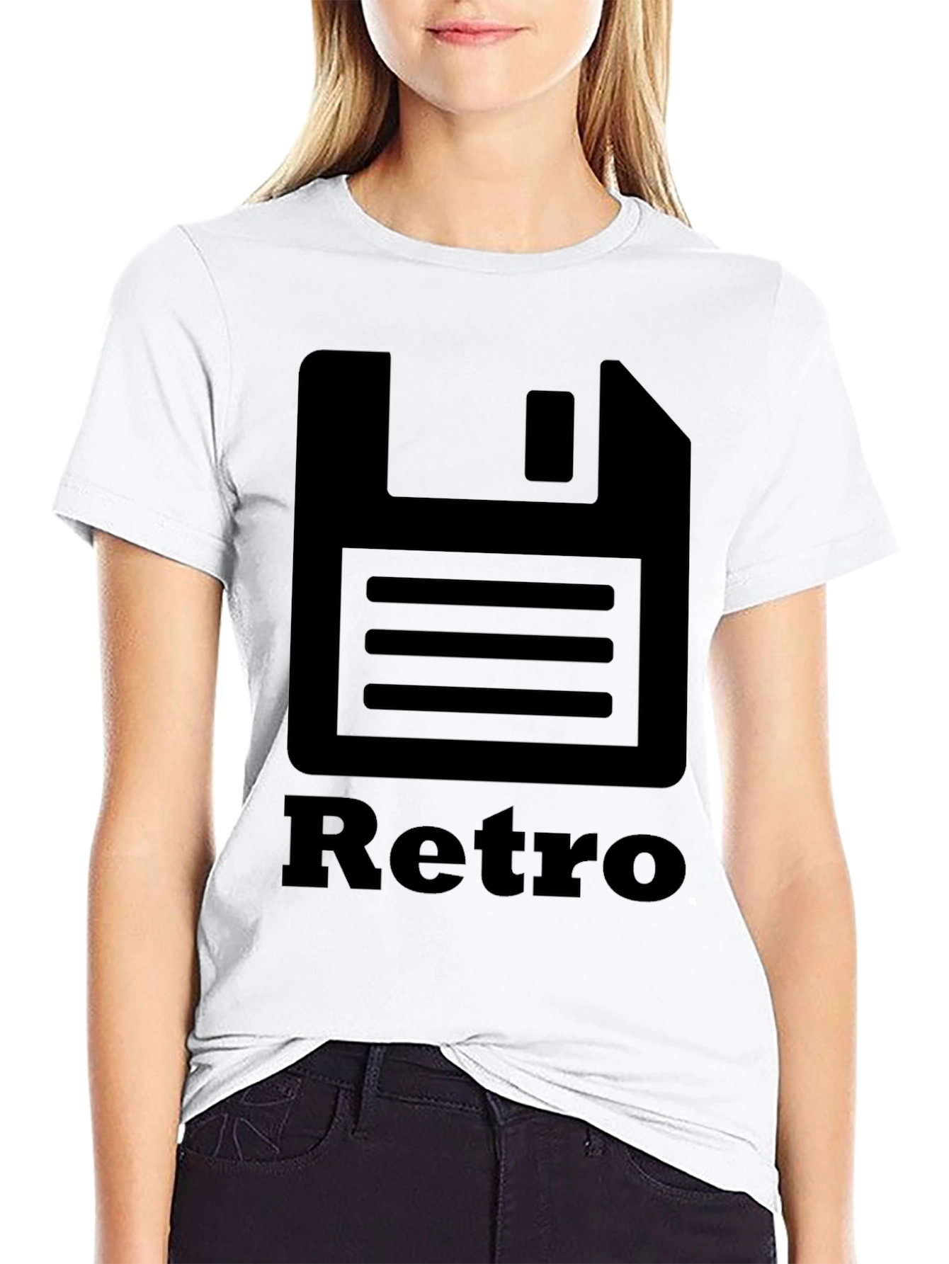 Retro Floppy Disk Black T-Shirt