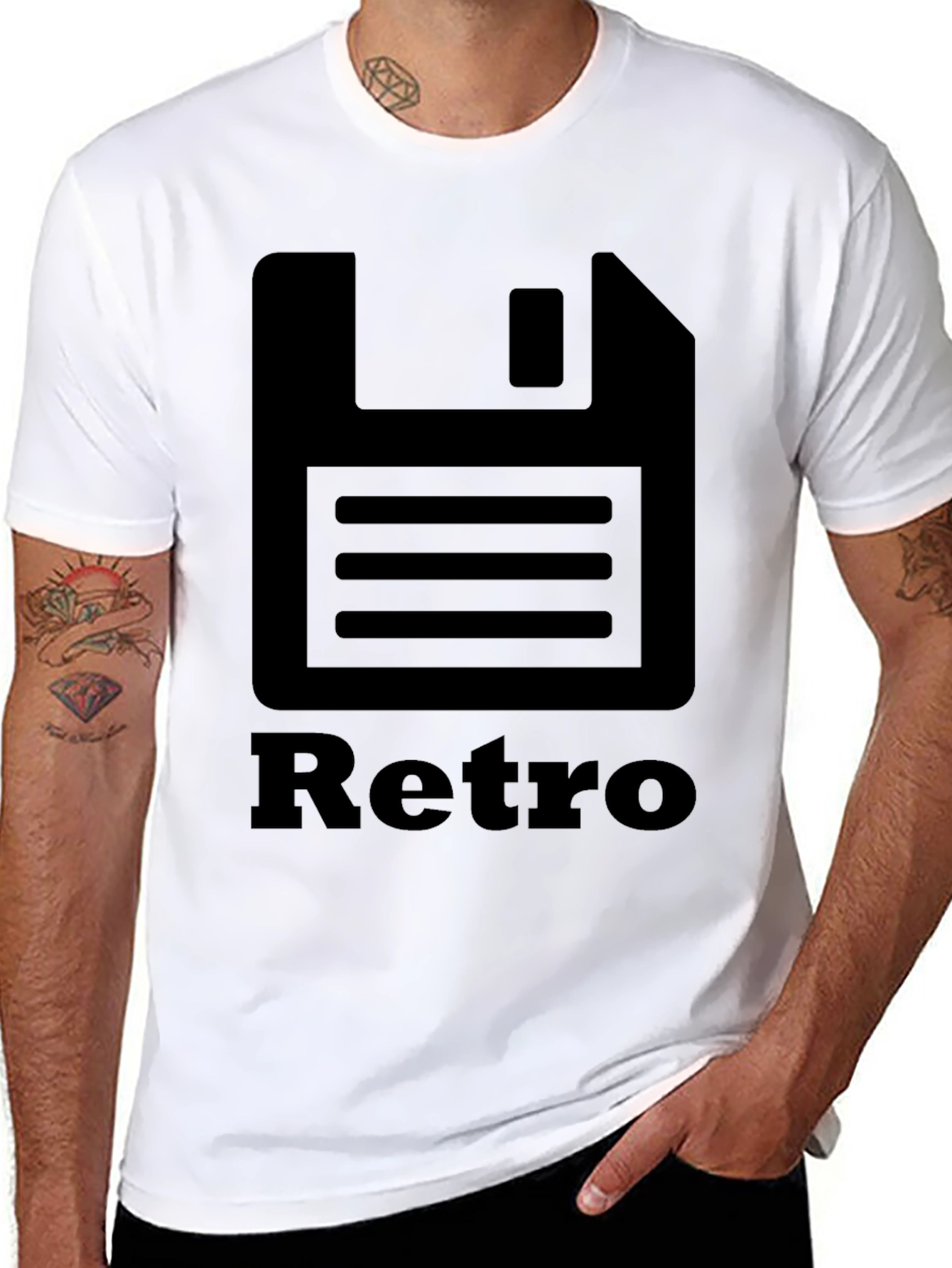 Retro Floppy Disk Black T-Shirt