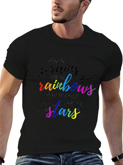 Rainbow & Stars Graphic Tee - Inspirational Quote Shirt