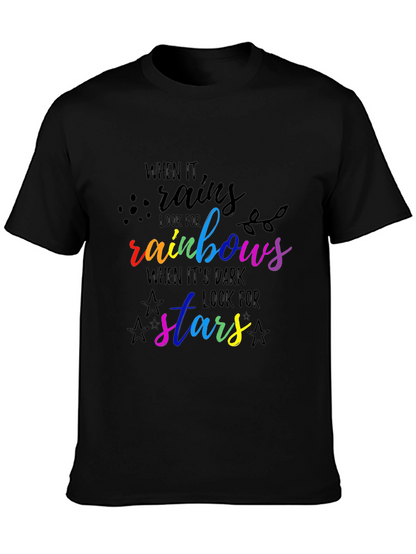 Rainbow & Stars Graphic Tee - Inspirational Quote Shirt