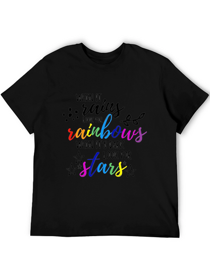 Rainbow & Stars Graphic Tee - Inspirational Quote Shirt