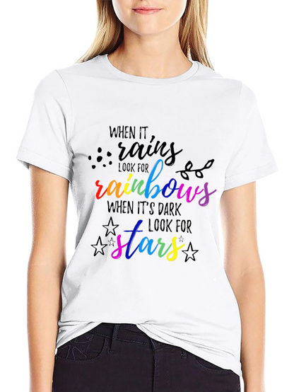 Rainbow & Stars Graphic Tee - Inspirational Quote Shirt