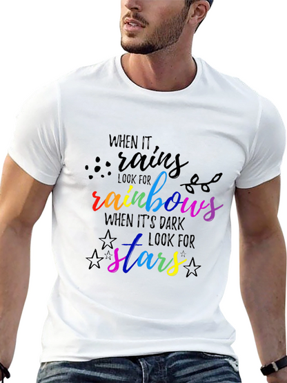 Rainbow & Stars Graphic Tee - Inspirational Quote Shirt