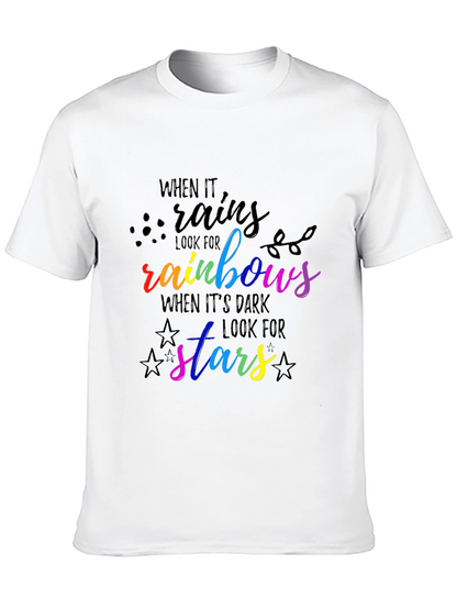 Rainbow & Stars Graphic Tee - Inspirational Quote Shirt