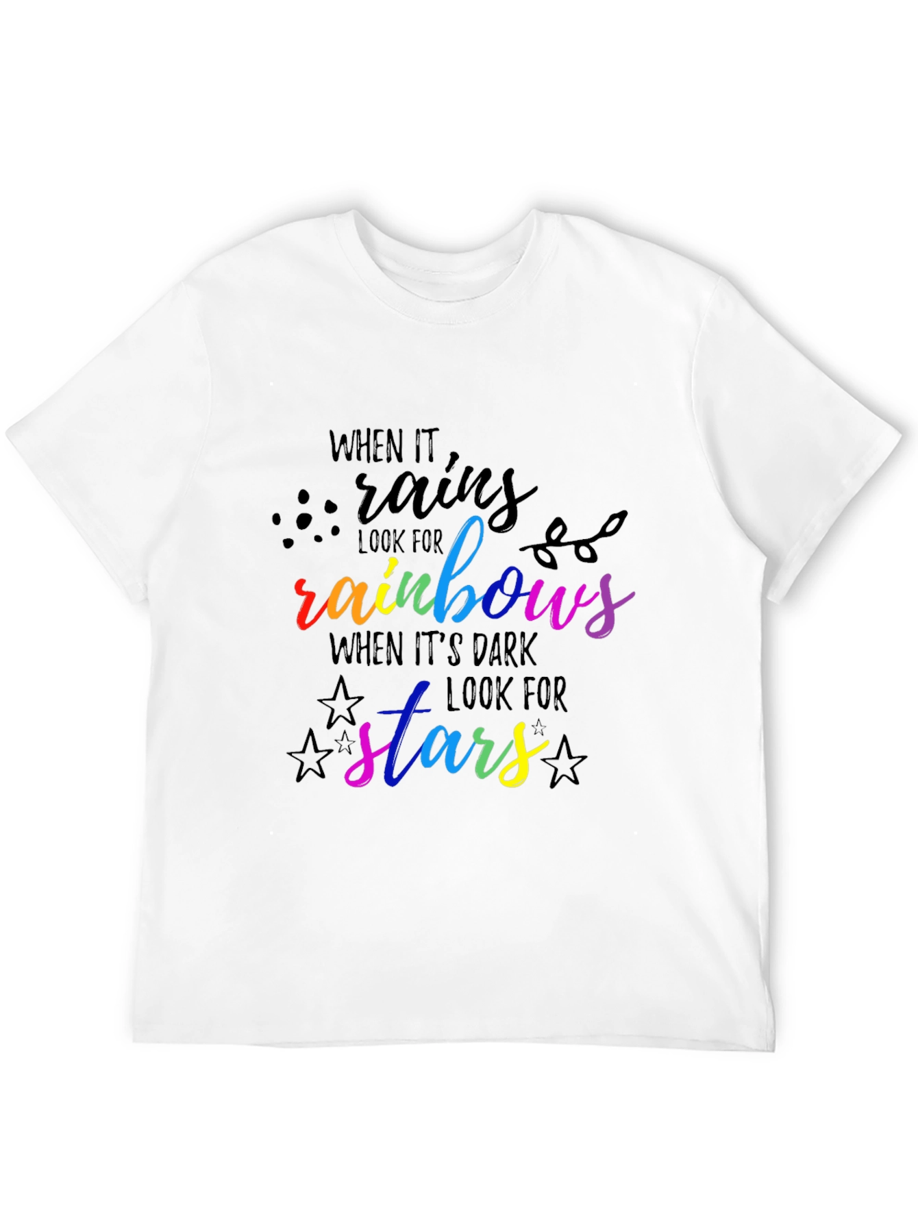 Rainbow & Stars Graphic Tee - Inspirational Quote Shirt