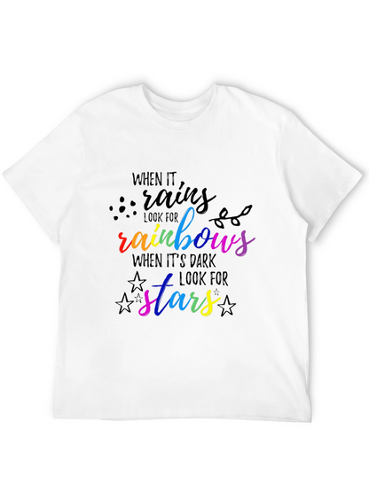 Rainbow & Stars Graphic Tee - Inspirational Quote Shirt