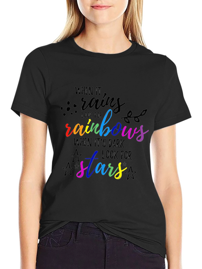 Rainbow & Stars Graphic Tee - Inspirational Quote Shirt