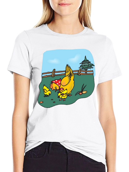 Chicken & Chicks Cartoon T-Shirt