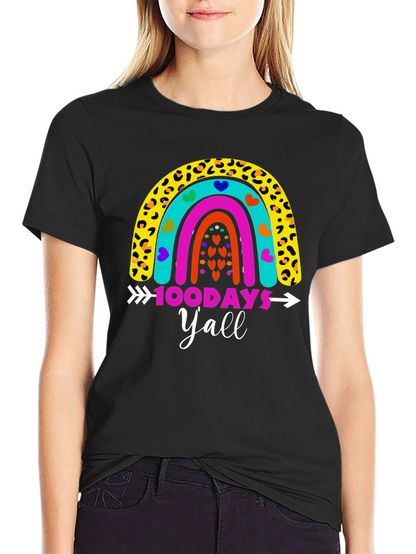 100 Days Yall Rainbow Graphic Tee