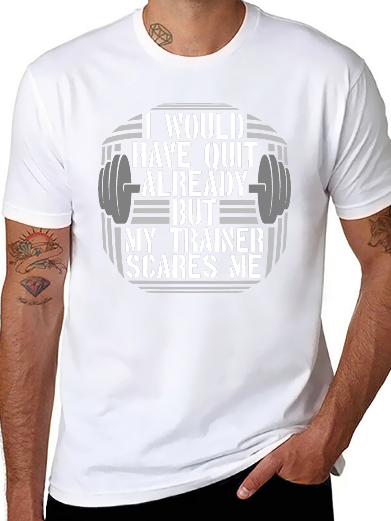 Funny Workout T-Shirt: My Trainer Scares Me