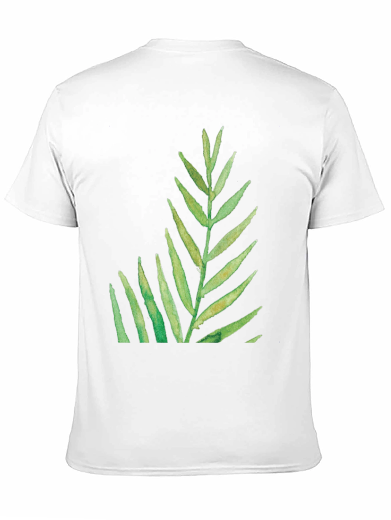 Green Leaf Print Black T-Shirt