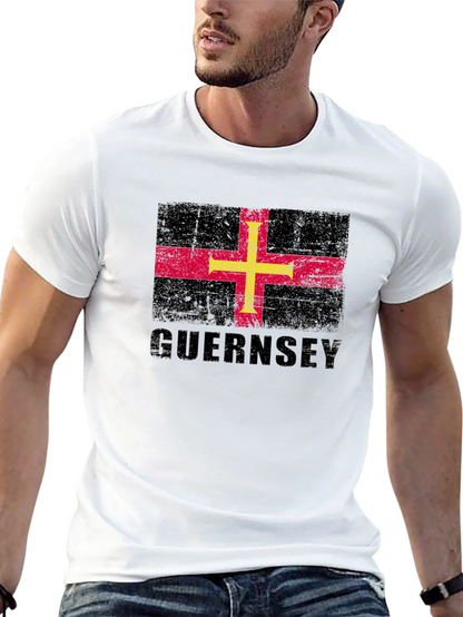 Guernsey Flag T-Shirt - Distressed Design