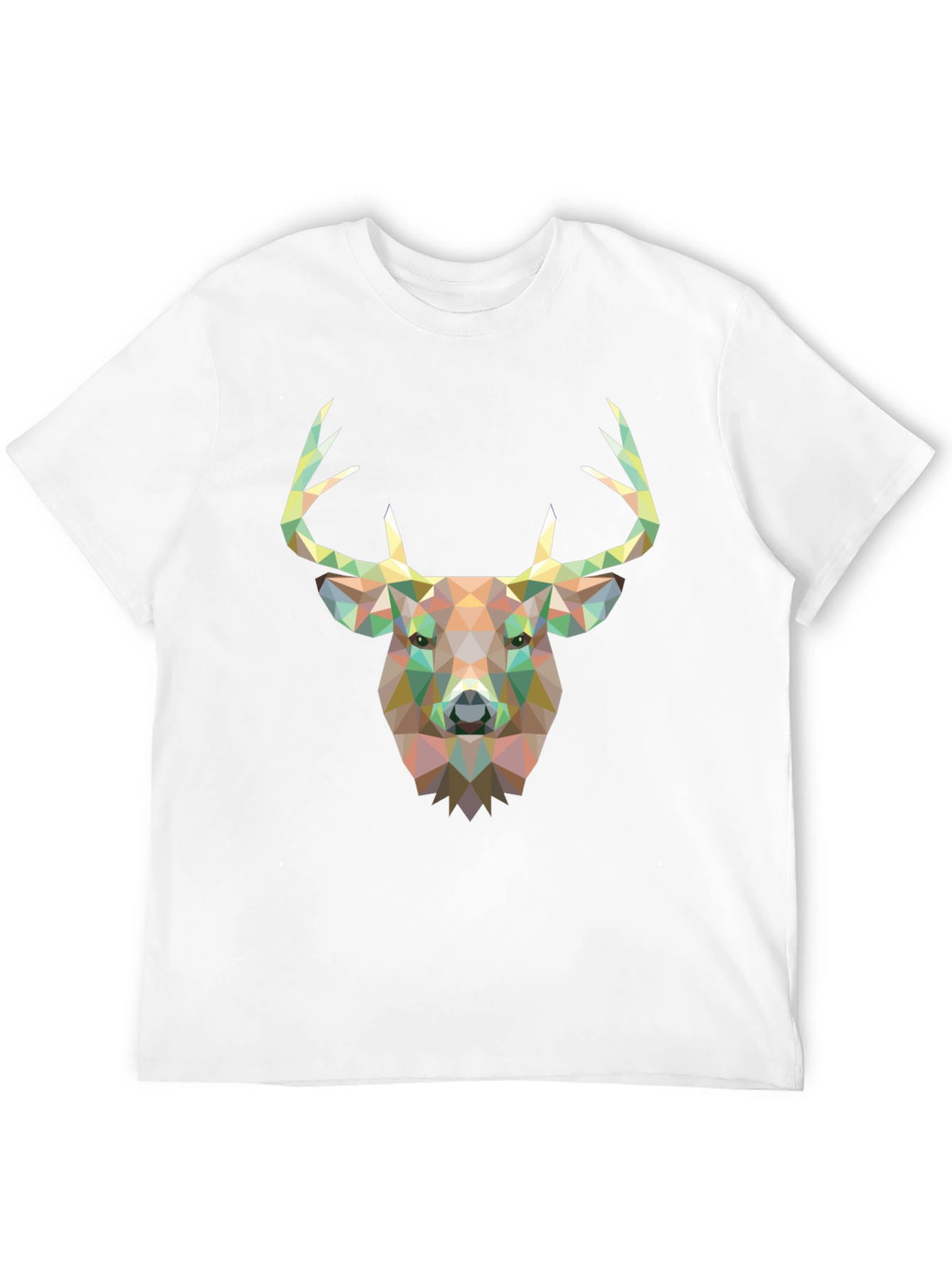 Geometric Deer Head Graphic Black T-Shirt