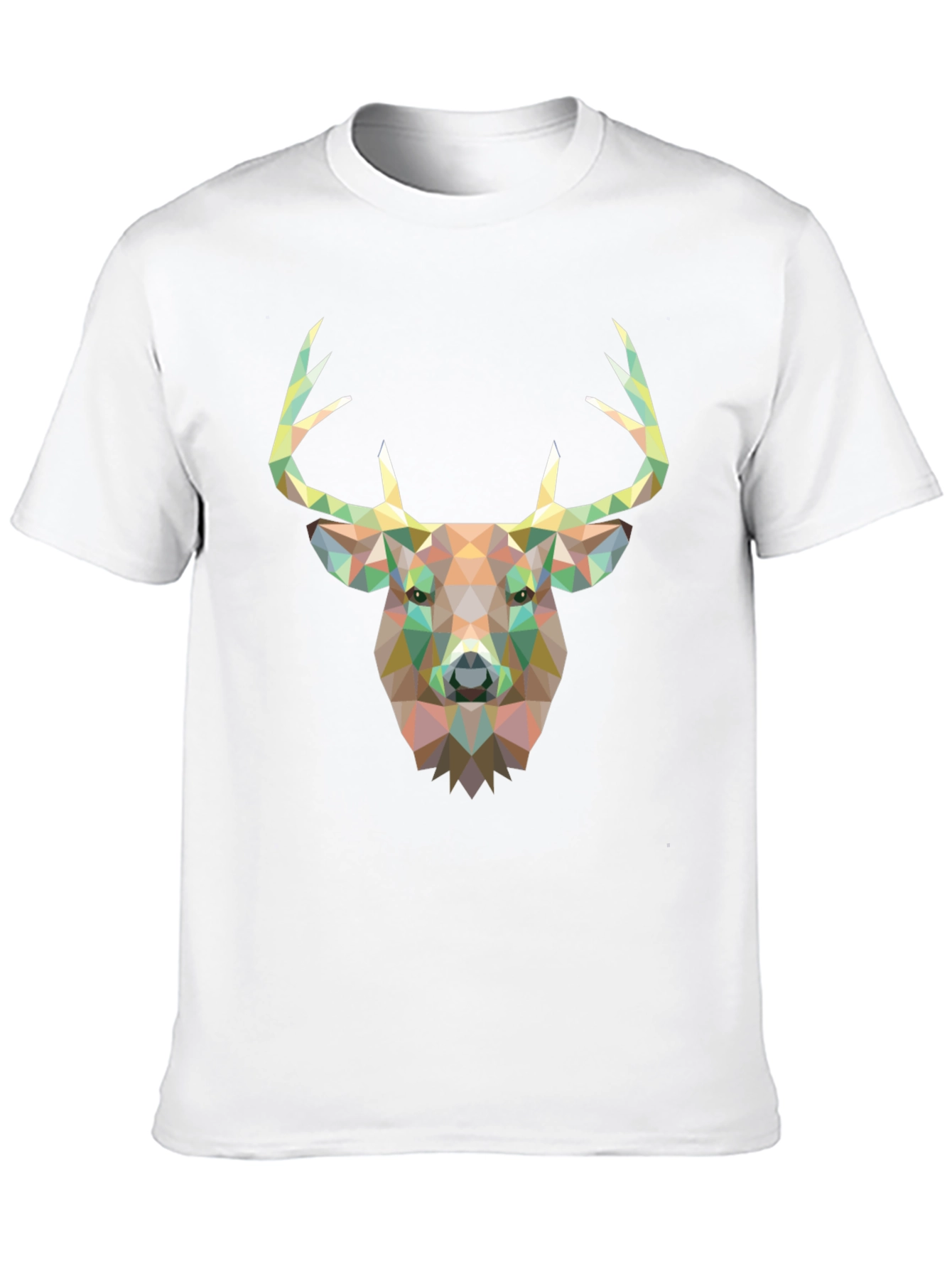 Geometric Deer Head Graphic Black T-Shirt