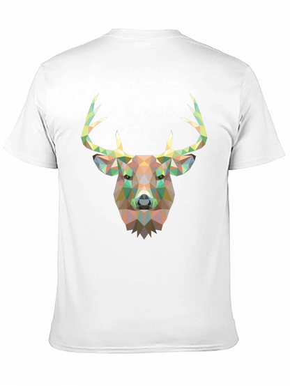 Geometric Deer Head Graphic Black T-Shirt