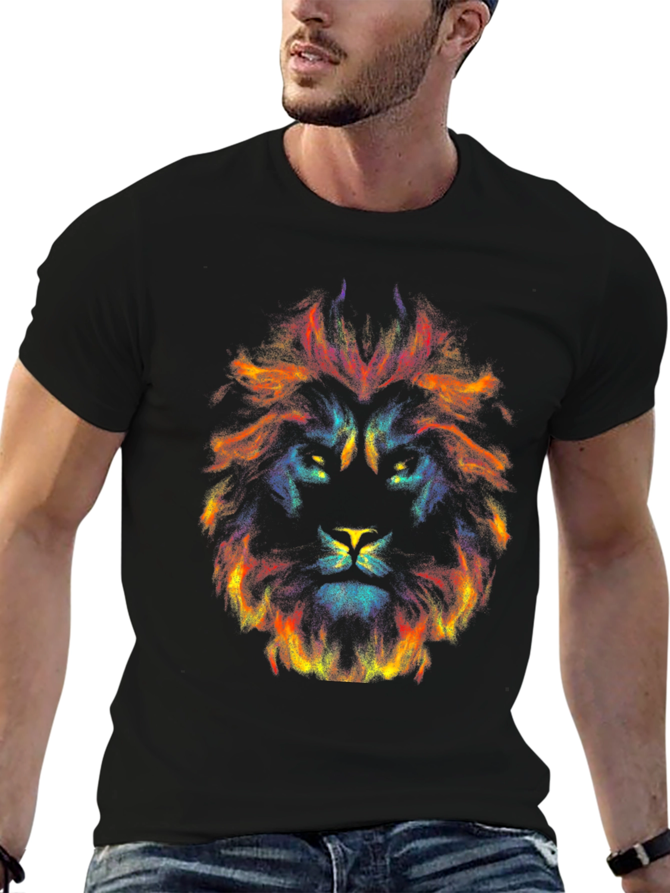 Abstract Lion Graphic Tee - Bold Statement Shirt