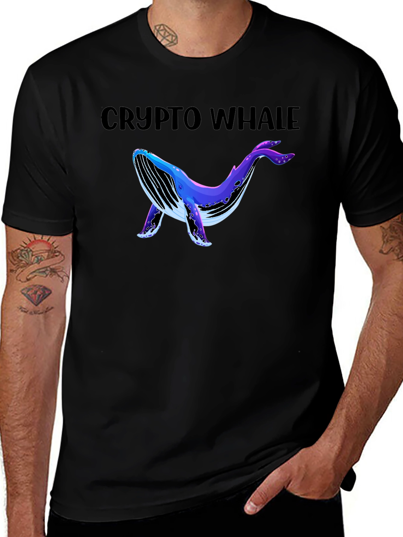 Crypto Whale Black Graphic T-Shirt