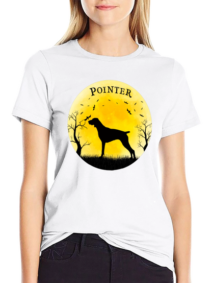 Pointer Dog Silhouette T-Shirt - Moon Graphic Tee