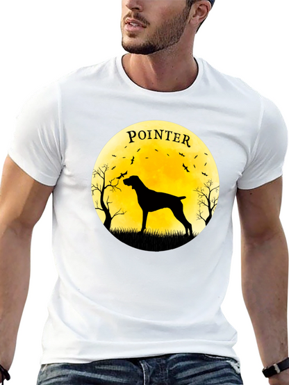 Pointer Dog Silhouette T-Shirt - Moon Graphic Tee