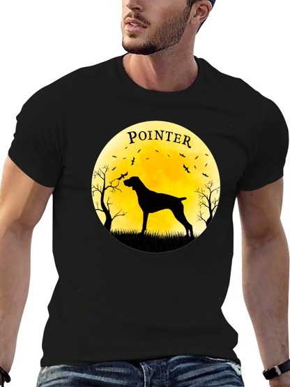 Pointer Dog Silhouette T-Shirt - Moon Graphic Tee