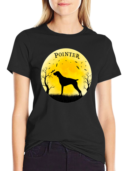 Pointer Dog Silhouette T-Shirt - Moon Graphic Tee