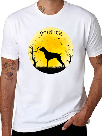 Pointer Dog Silhouette T-Shirt - Moon Graphic Tee