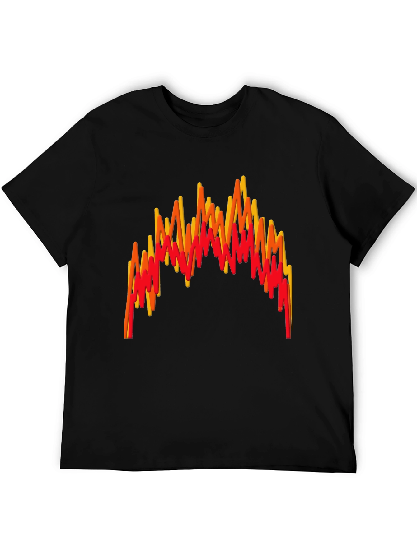 Flame Wave Graphic Tee - Bold Black T-Shirt