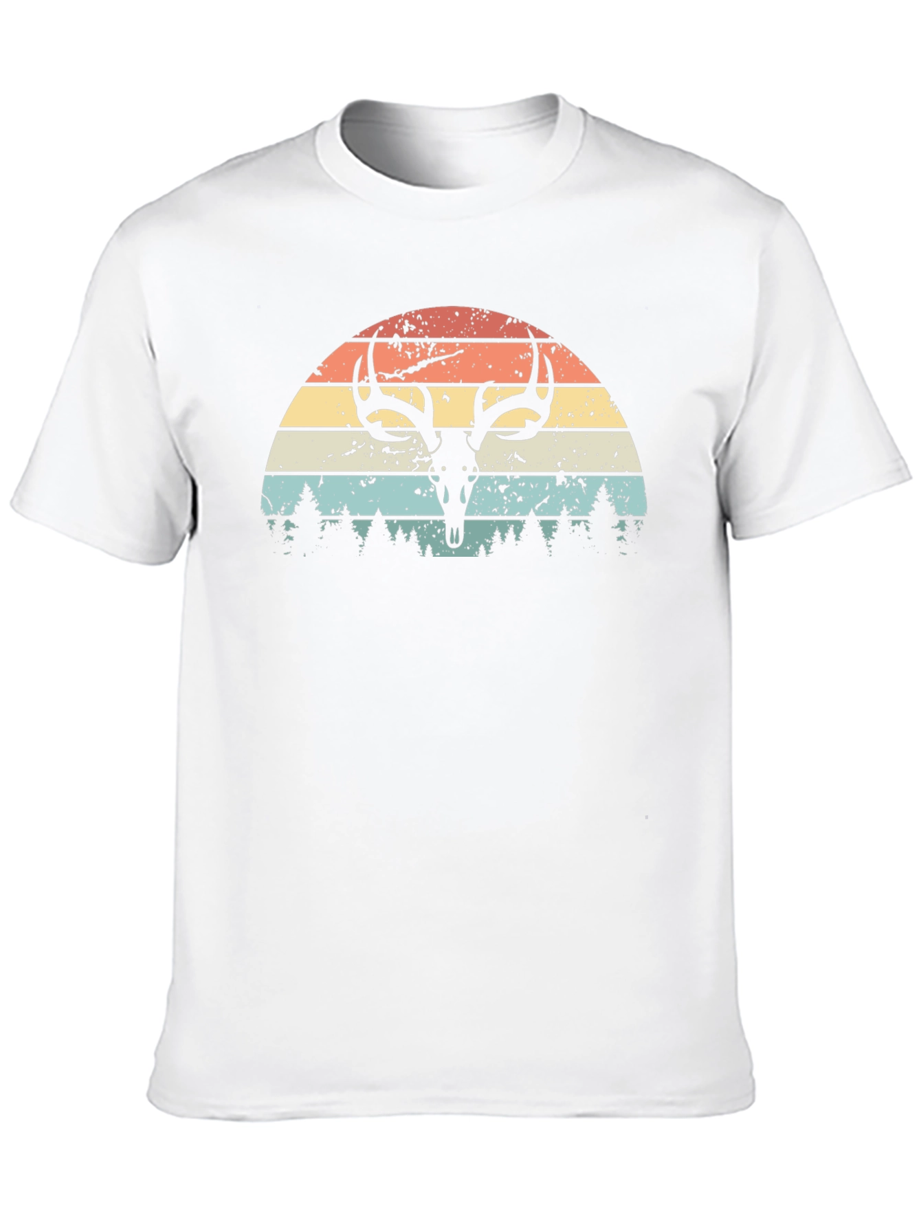 Retro Deer Skull Sunset Graphic Tee