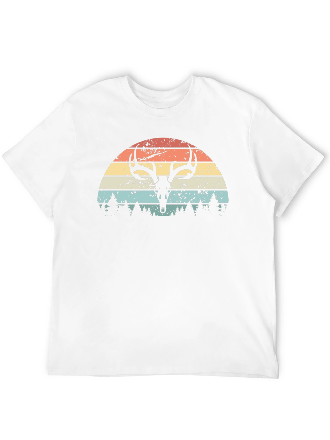 Retro Deer Skull Sunset Graphic Tee