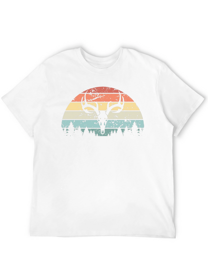Retro Deer Skull Sunset Graphic Tee